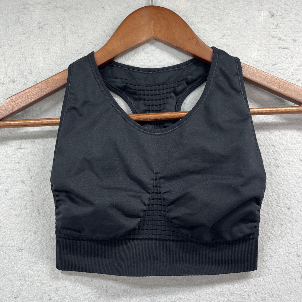 Sweaty Betty Stamina Sports Bra Womens Small Black Racerback Seamless Workout